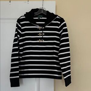 Ralph Lauren Black and White Knit Top with Hood